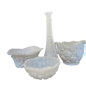 Elegant White Milk Glass Lot